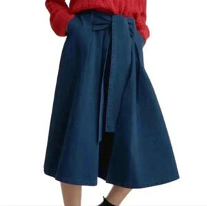 KOWTOW Frankie Denim Culottes Indigo Denim Blue Tie Waist Cotton Women's size XS